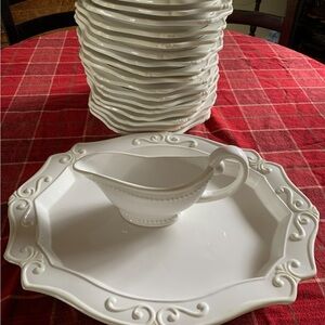 Princess House White Dinnerware Set with Gravy Boat